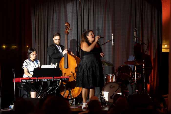 Jazz singer Marianne Solivan on stage