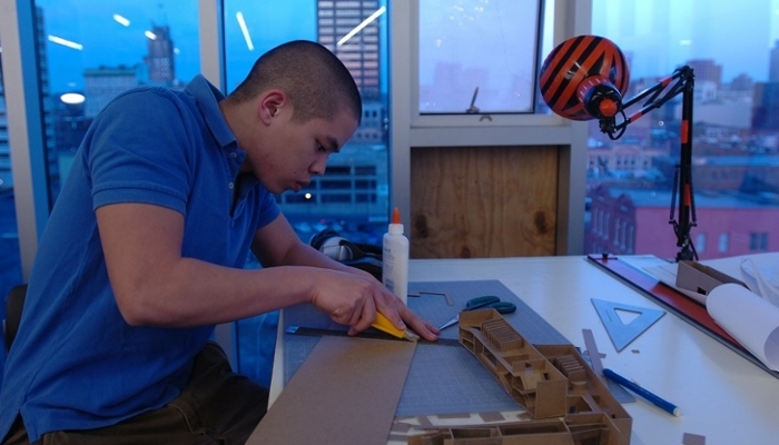 Student working in a lab